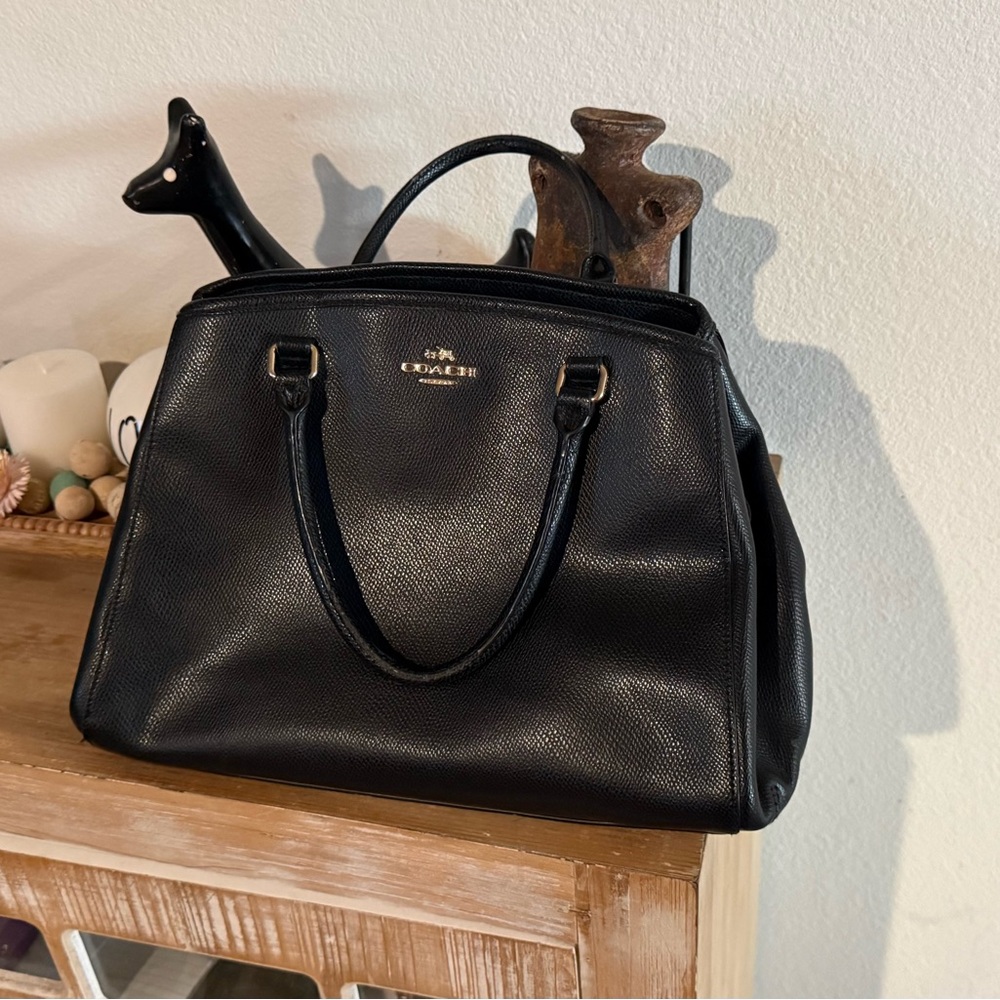 Coach Black Pebbled Leather Top-Handle Satchel